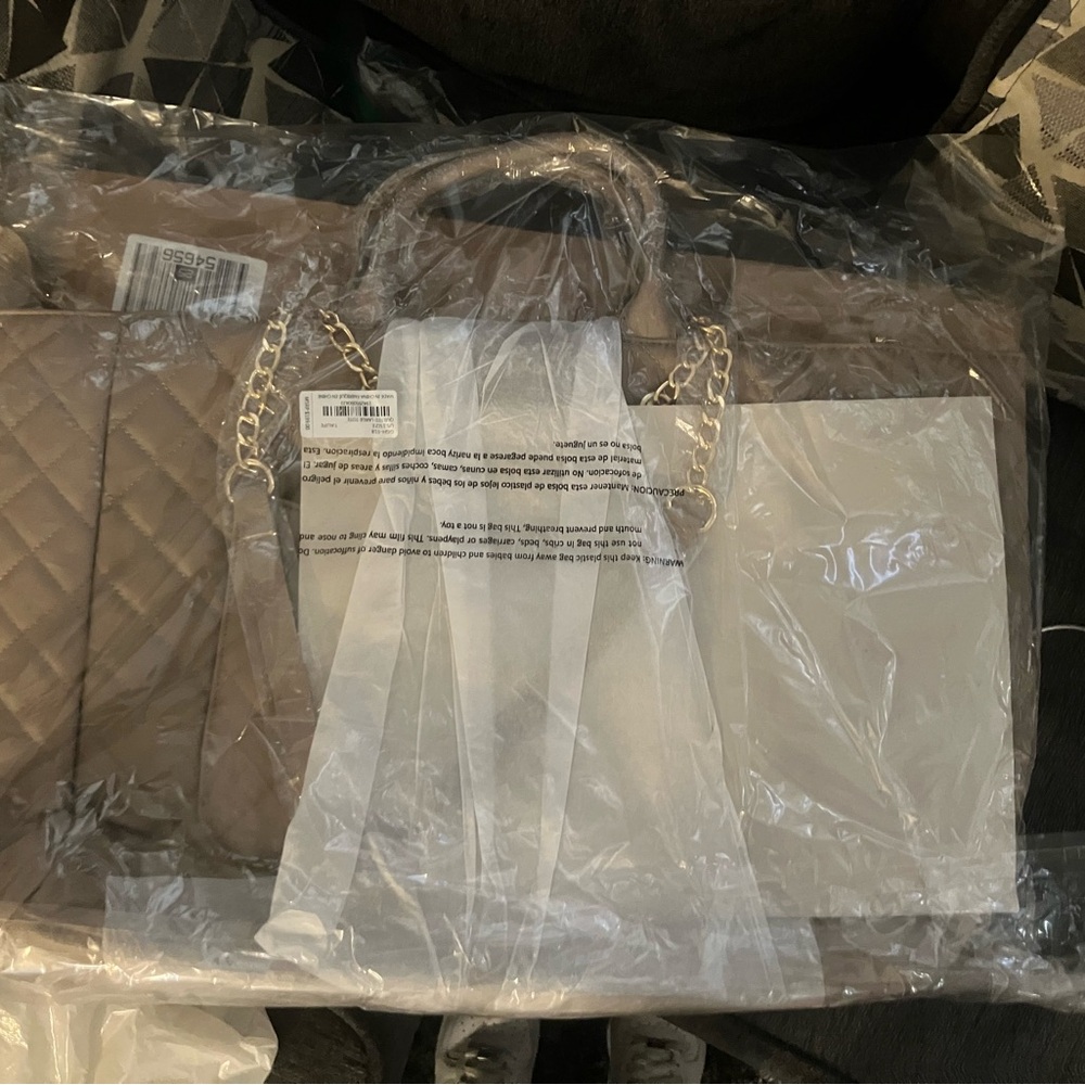 Gilda Paris Large Quilted Tote Bag Elegant Tan Women's Bag